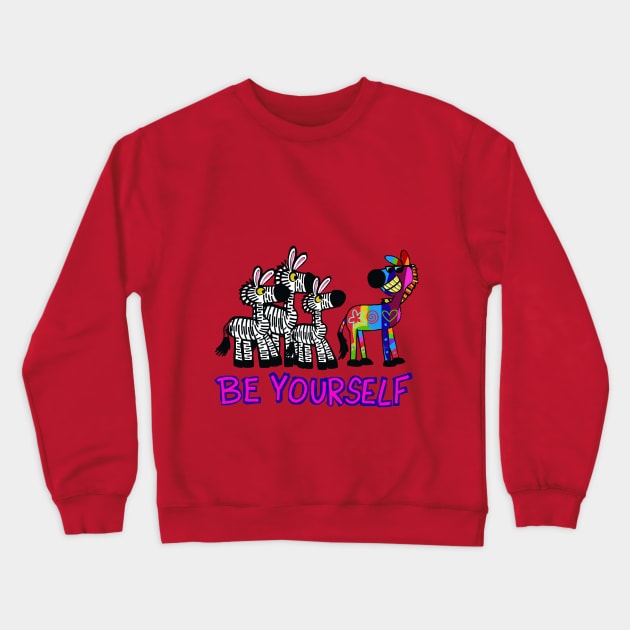 be yourself zebra Crewneck Sweatshirt by wolfmanjaq